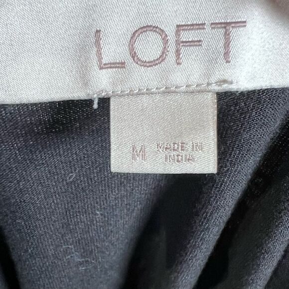 Loft black faux wrap peplum mixed media top size medium - Picture 5 of 6